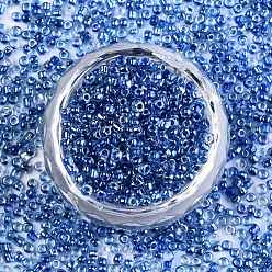Синий 12/0 стакан бисер, прозрачный внутри цвета блеск, круглое отверстие, круглые, синие, 12/0, 2~2.5x1.5~2 мм, отверстия: 0.8 мм, около 30000 шт / мешок