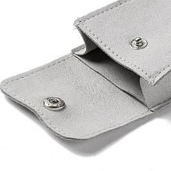 Silver Rectangle Velvet Pouches, with Iron Clasp, Jewelry Storage Bags, for Rings & Necklaces & Bracelet Holders, Silver, 6.2x6x1.1cm