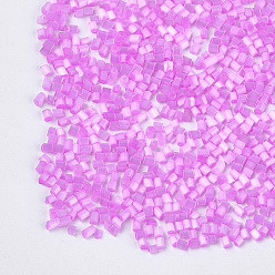 Orchid Glass Bugle Beads, Round Hole, Imitation Cat Eye, Orchid, 2~2.5x1.5~2mm, Hole: 0.8mm, about 30000pcs/bag