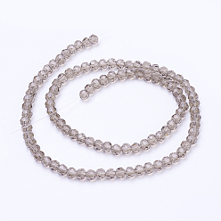 Gris Chapelets de perles en verre, à facettes (32 facettes), ronde, grises , 4mm, Trou: 1mm, Environ 98 pcs/chapelet, 13.7 pouce