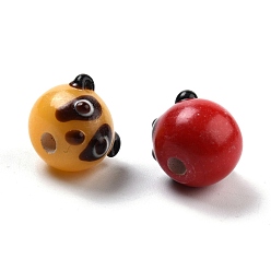 Mixed Color Handmade Lampwork Beads, Panda Head, Mixed Color, 10~11x11~15x11~13mm, Hole: 2.6~2.8mm