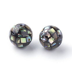 Black Natural Paua Shell Beads, Round, Black, 10mm, Hole: 1mm