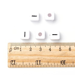 Letter I Lettre acrylique européenne perles, trou horizontal, cube, letter.i, 10x10x10mm, Trou: 3.5~4mm, environ598 pcs / 500 g