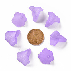 Средний Фиолетовый Прозрачные колпачки акриловая бисера, труба цветок бисер, матовые, цветок, средне фиолетовый, 18x18x17 мм, отверстие : 1.5 мм, Около 700 шт / 500 г