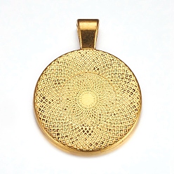 Antique Golden Metal Alloy Pendant Cabochon Settings, Plain Edge Bezel Cups, DIY Findings for Jewelry Making, Antique Golden, Cadmium Free & Lead Free, Tray: 24.5mm, 37x28x6.5mm, Hole: 6x4mm