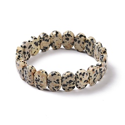 Dalmatian Jasper Natural Dalmatian Jasper Oval Beaded Stretch Bracelet, Gemstone Jewelry for Women, Inner Diameter: 2-1/8 inch(5.4~5.5cm)