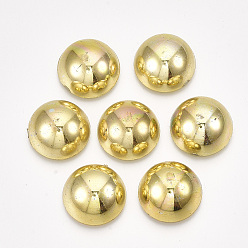 Golden ABS Plastic Cabochons, Half Round, Golden, 2x1mm, about 10000pcs/bag