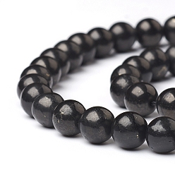 Shungite Natural Shungite Beads Strands, Round, 6~6.5mm, Hole: 0.8mm, about 62pcs/Strand, 15.55 inch(39.5cm)