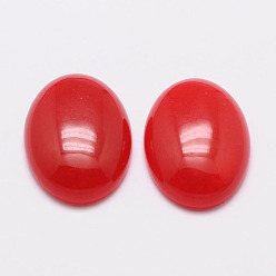 Red Dyed Oval Natural Jade Cabochons, Red, 25x18x6mm