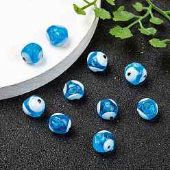 Sky Blue Handmade Lampwork Beads, Evil Eye, Sky Blue, 8mm, Hole: 2mm