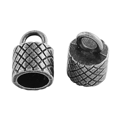 Antique Silver Tibetan Style Alloy Cord Ends, End Caps, Cadmium Free & Nickel Free & Lead Free, Antique Silver, 15x10.5x10.5mm, Hole: 4mm, about 362pcs/1000g, Inner Diameter: 8mm