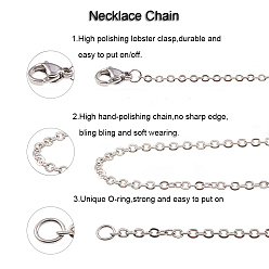 Stainless Steel Color 304 Stainless Steel Necklace, Cable Chains, with Lobster Clasps, Stainless Steel Color, 23.6 inch(600mm), 2mm