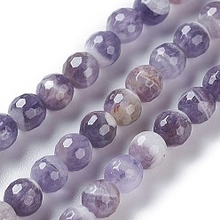 Améthyste Brins de perles d'améthyste à chevrons naturels, facette, ronde, 6~6.5mm, Trou: 1mm, Environ 64~67 pcs/chapelet, 15.3 pouces ~ 15.75 pouces (39~40 cm)