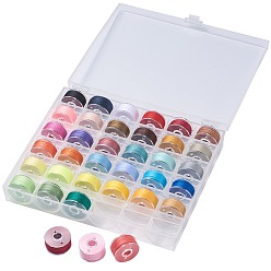 Mixed Color 402 Polyester Sewing Thread, Plastic Bobbins and Clear Box, Mixed Color, 0.1mm, 50m/roll, 36roll/box