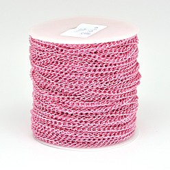 Бледно-Розовый Гальванических железных обуздать цепи, несварные, с катушкой, без свинца и без никеля , розовый жемчуг, 5x3x1 мм, около 164.04 футов (50 м) / рулон