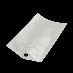 Белый Жемчужная пленка пластиковая сумка на молнии, многоразовые упаковочные пакеты, с отверстием для подвешивания, верхнего уплотнения, мешок с самоуплотнением, прямоугольные, белые, 26x18 см, Внутренняя мера: 21.5x16 см