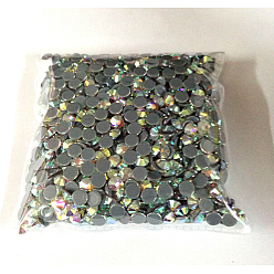 Crystal AB Glass Hotfix Rhinestone, Grade AA, Flat Back & Faceted, Half Round, Crystal AB, SS12, 3.0~3.2mm, about 1440pcs/bag