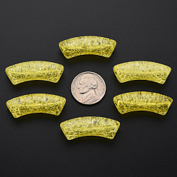 Yellow Transparent Crackle Acrylic Beads, Curved Tube, Yellow, 35x11.5x13.5mm, Hole: 3.5mm, about 148pcs/500g