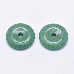 Green Aventurine Natural Green Aventurine  Pendants, Donut/Pi Disc, Donut Width: 17mm, 40x8mm, Hole: 6mm
