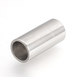 Stainless Steel Color 304 Stainless Steel Magnetic Clasps with Glue-in Ends, Column, Stainless Steel Color, 22x10mm, Hole: 8mm