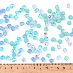 Aigue-marine Perles de verre tchèques polies au feu, facette, ananas, aigue-marine, 7.5~8x8mm, Trou: 1.2mm, environ 120 pcs / sachet 