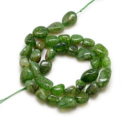 Lime Green Nuggets Natural Crackle Agate Beads Strands, Dyed & Heated, Lime Green, 8~16x8~12x6~10mm, Hole: 1mm, about 30~40pcs/strand, 15~16 inch