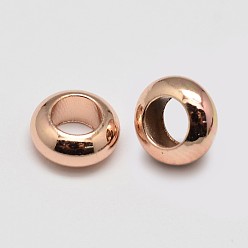Rose Gold Brass Flat Round Spacer Beads, Rose Gold, 7x3mm, Hole: 3.5mm