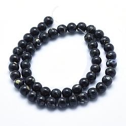 Black Sea Shell and Synthetic Turquoise Assembled Beads Strands, Round, Black, 4mm, Hole: 0.8mm, about 92pcs/strand, 15.5 inch(39.5cm)
