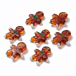 Saddle Brown Handmade Lampwork Beads Strands, Gingerbread Man, Saddle Brown, 27~28x21~23x7~8mm, Hole: 1.4~1.6mm, about 20pcs/strand, 20.08 inch(51cm)