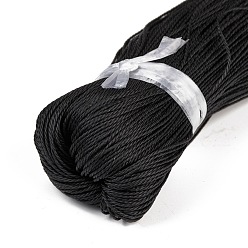 Black Round Waxed Polyester Cord, Taiwan Waxed Cord, Twisted Cord, Black, 1.5mm, about 415.57 yards(380m)/bundle