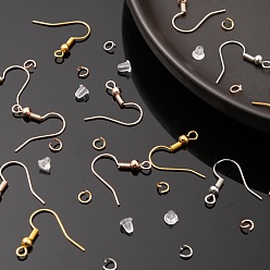Mixed Color DIY Earrings Making Finding Kit, Including Brass Earring Hooks, 304 Stainless Steel Jump Rings and Plastic Ear Nuts, Mixed Color, Earring Hooks: 90pcs/set