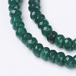 Vert Malaisie naturelles perles de jade brins, teint, facette, rondelle, verte, 4x3mm, Trou: 1mm, 116 pcs / chapelet, 13.7 pouce (35 cm)
