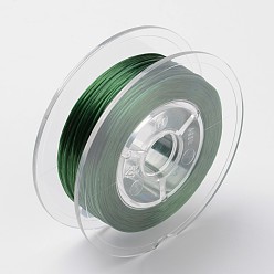 Green Japanese Eco-Friendly Dyed Flat Elastic Crystal String, Elastic Beading Thread, for Stretch Bracelet Making, Flat, Green, 0.6mm, about 60m/roll(65.62yards/roll)