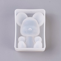 White Silicone Molds, Resin Casting Molds, For UV Resin, Epoxy Resin Jewelry Making, Bear, White, 72x54x29mm