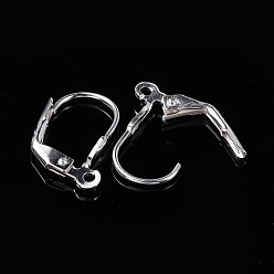 Silver 925 Sterling Silver Leverback Hoop Earrings, Silver, 16x9.5x1.5mm, Hole: 1mm, Pin: 0.8mm