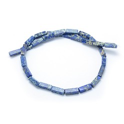Bleu Royal Brins de perles de jaspe impérial naturel, teint, rectangle, bleu royal, 13.5~14x4~4.5x4~4.5mm, Trou: 1mm, Environ 28 pcs/chapelet, 15.15 pouce (38.5 cm)