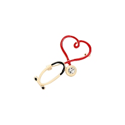 Heart Medical Theme Alloy Brooches, Enamel Lapel Pin, with Butterfly Clutches, for Backpack Clothes, Light Gold, Heart Pattern, 40.5x43mm