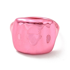 Hot Pink Brass Rectangle Signet Adjustable Ring for Women, Cadmium Free & Lead Free, Hot Pink, US Size 5 1/4(15.9mm)