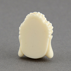 White Synthetic Coral Beads, Dyed, Buddha Head, White, 15.5x11x6mm, Hole: 1.5mm