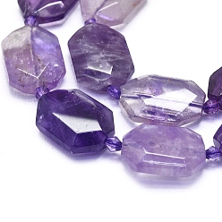 Amethyst Natural Amethyst Beads Strands, Faceted, Nuggets, 19.5~21.5x14~14.5x5.5~6.5mm, Hole: 2mm, about 17pcs/strand, 15.55 inch(39.5cm)