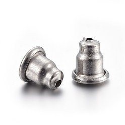Stainless Steel Color 304 Stainless Steel Ear Nuts, Earring Backs, Stainless Steel Color, 5.5x5mm, Hole: 0.65mm