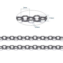 Gunmetal Brass Cable Chains, Soldered, with Spool, Oval, Cadmium Free & Lead Free, Long-Lasting Plated, Gunmetal, 2x1.5x0.35mm, about 301.83 Feet(92m)/roll