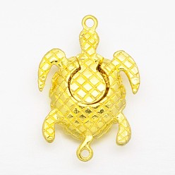 Golden Alloy Rhinestones Magnetic Clasps with Loops, Sea Turtle, Golden, 37x25x8mm, Hole: 2mm