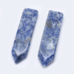 Jaspe Avec Point Bleu Cabochons de jaspe tache bleue naturelle, épée, 51.5~54x12.5~14x5~6mm