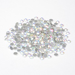 Crystal AB Glass Hotfix Rhinestone, Grade AA, Flat Back & Faceted, Half Round, Crystal AB, SS30, 6.3~6.5mm, about 288pcs/bag