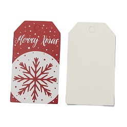 Snowflake Rectangle Christmas Theme Kraft Paper Cord Display Cards, with 10m Bundle Hemp Rope, Snowflake Pattern, 7x4x0.03cm, Hole: 5mm, 50pcs; Rope: 10m Long, 2mm In Diameter