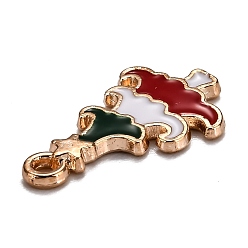 Colorful Alloy Pendants, Cadmium Free & Lead Free, with Enamel, Christmas Tree, Light Gold, Colorful, 20x12x2mm, Hole: 2mm