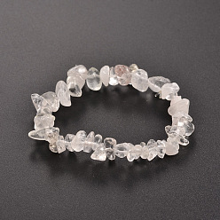 Quartz Crystal Chips Natural Quartz Crystal Beaded Stretch Bracelets, 1-3/4 inch(4.5cm)