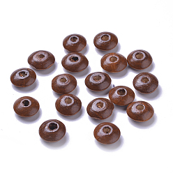 Coconut Brown Natural Wood Beads, Dyed, Lead Free, Rondelle, Coconut Brown, 13~14x5~6mm, Hole: 3~3.5mm, about 3000pcs/1000g
