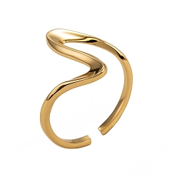 Золотой 925 серебряные манжеты, открытые кольца, волна, золотые, внутренний диаметр: 17 мм
